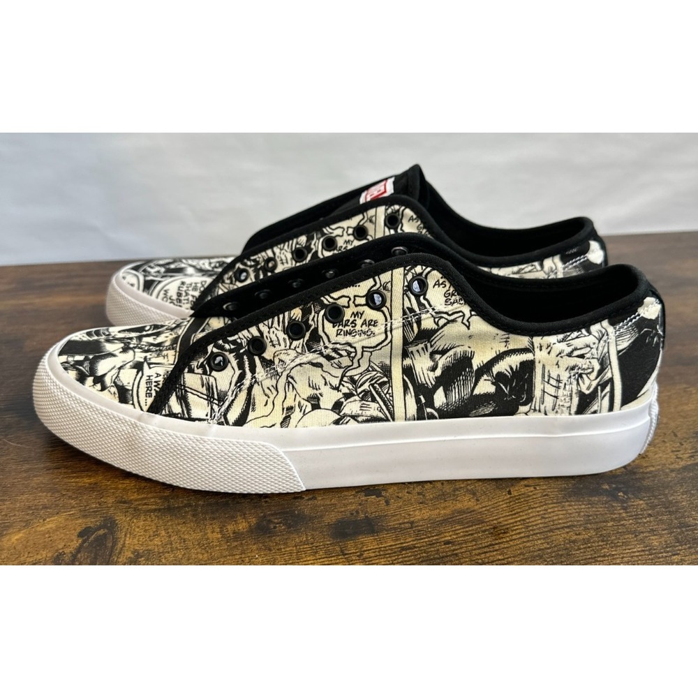 DC x Marvel Deadpool DP Manual Skate Shoe Black White Comic Men's 11.5 *No Laces - Picture 5 of 15